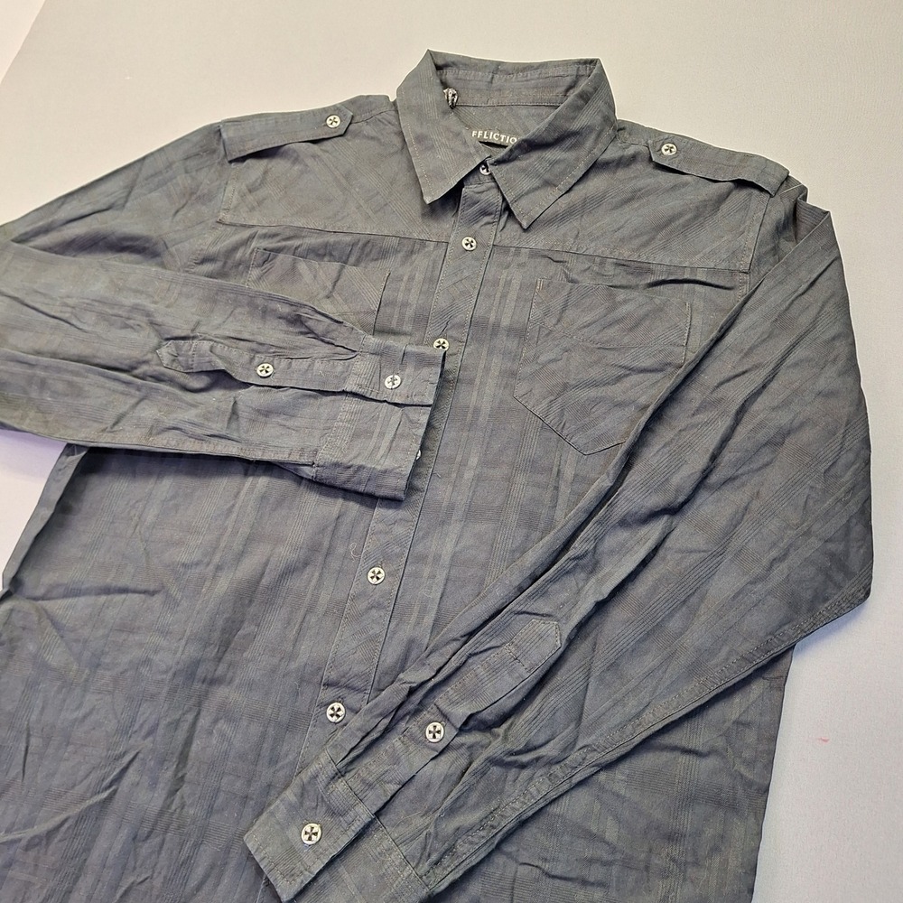 Affliction Mens Black Tonal Plaid Long Sleeve Button Down Shirt A2078 XL